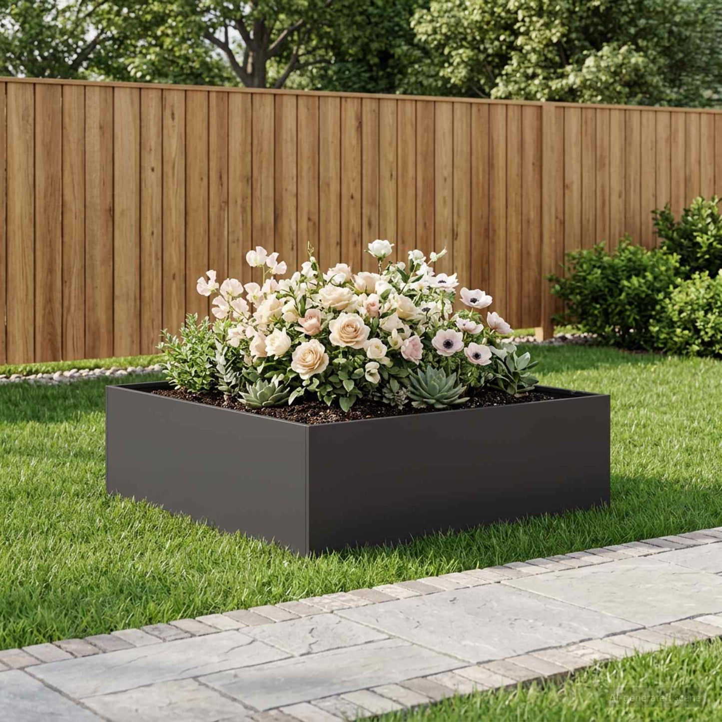 Sodo vazonas Juoda 80 x 80 x 30 cm Šaltai valcuotas plienas