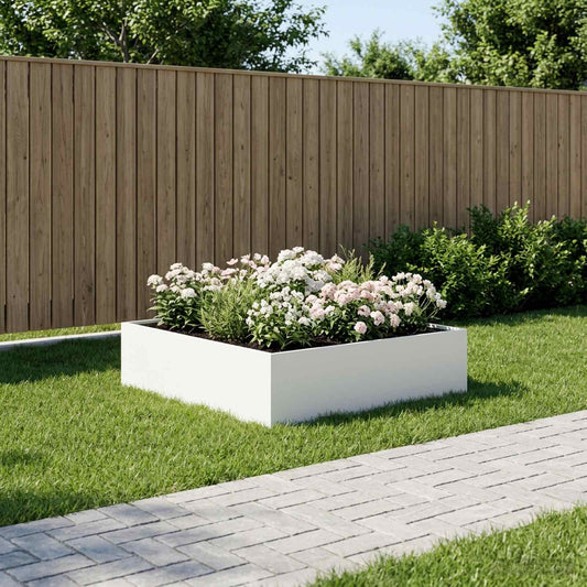 Sodo vazonas Balta 80 x 80 x 30 cm Šaltai valcuotas plienas