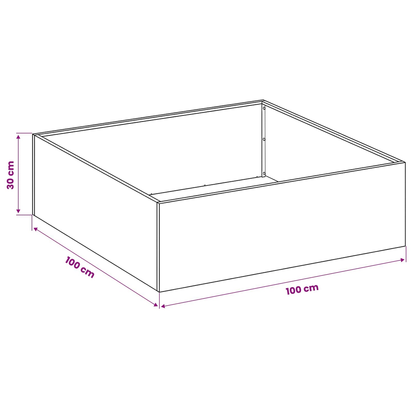 Sodo vazonas 2 vnt. Juoda 100 x 100 x 30 cm