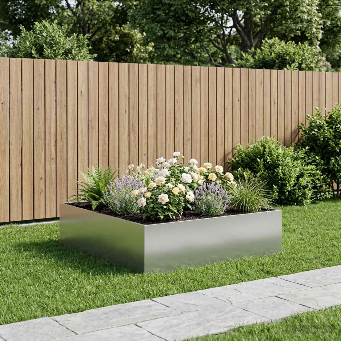 Sodo vazonas Sidabrinė 100 x 100 x 30 cm Galvanizuotas plienas
