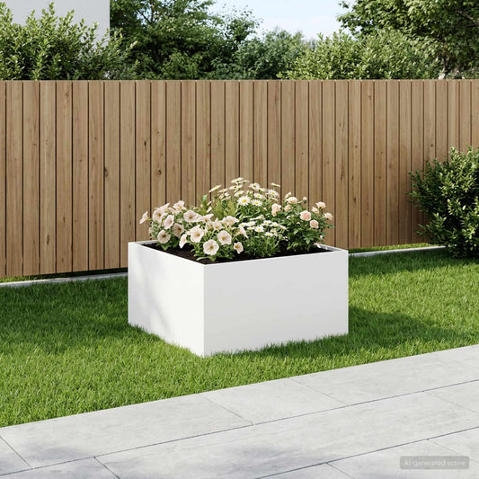 Sodo vazonas Balta 80 x 80 x 40 cm Šaltai valcuotas plienas