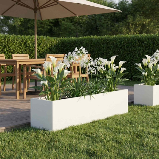 Sodo vazonas Balta 80 x 20 x 20 cm Šaltai valcuotas plienas