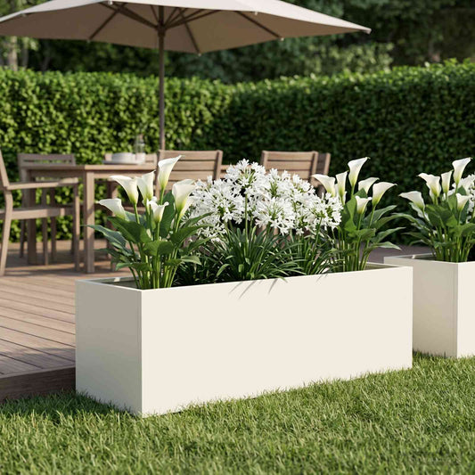 Sodo vazonas Balta 80 x 30 x 30 cm Šaltai valcuotas plienas