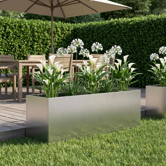 Sodo vazonas Sidabrinė 100 x 30 x 30 cm Galvanizuotas plienas