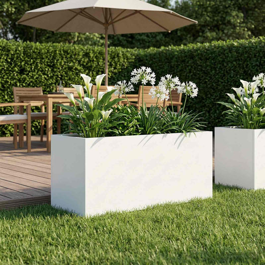 Sodo vazonas Balta 80 x 40 x 40 cm Šaltai valcuotas plienas