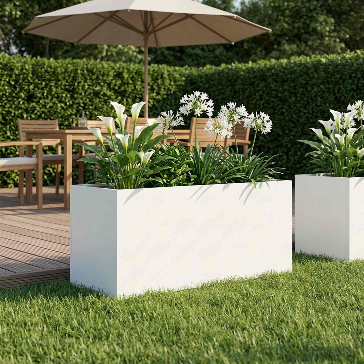 Sodo vazonas Balta 100 x 40 x 40 cm Šaltai valcuotas plienas