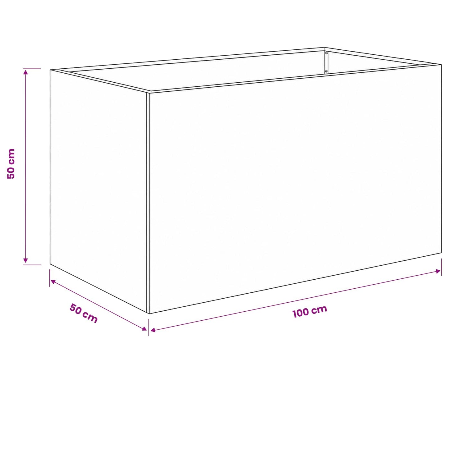 Sodo vazonas 2 vnt. Juoda 100 x 50 x 50 cm