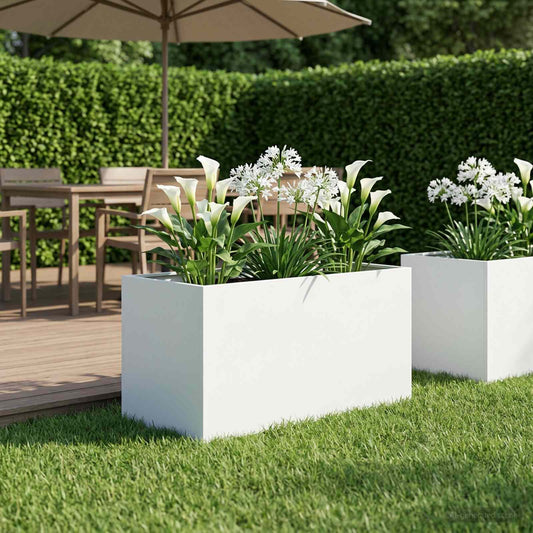 Sodo vazonas Balta 100 x 50 x 50 cm Šaltai valcuotas plienas