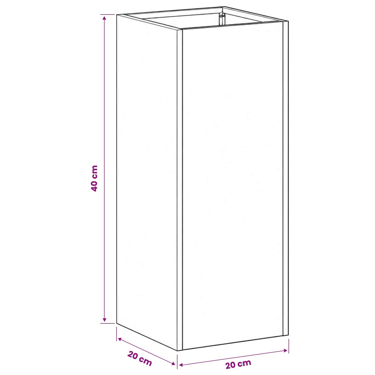 Sodo vazonas Antracito 20 x 20 x 40 cm Šaltai valcuotas plienas