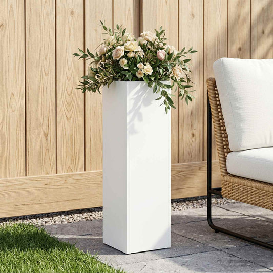Sodo vazonas Balta 20 x 20 x 75 cm Šaltai valcuotas plienas