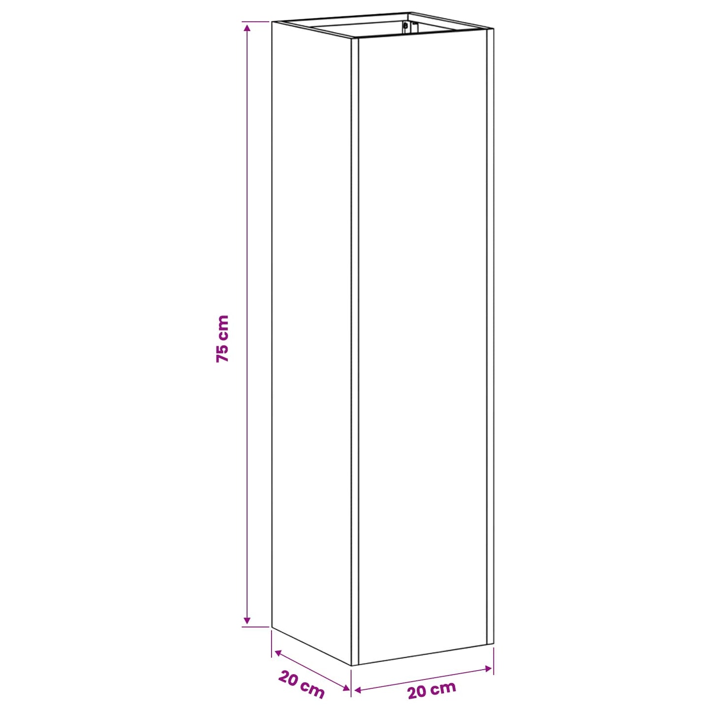 Sodo vazonas Antracito 20 x 20 x 75 cm Šaltai valcuotas plienas