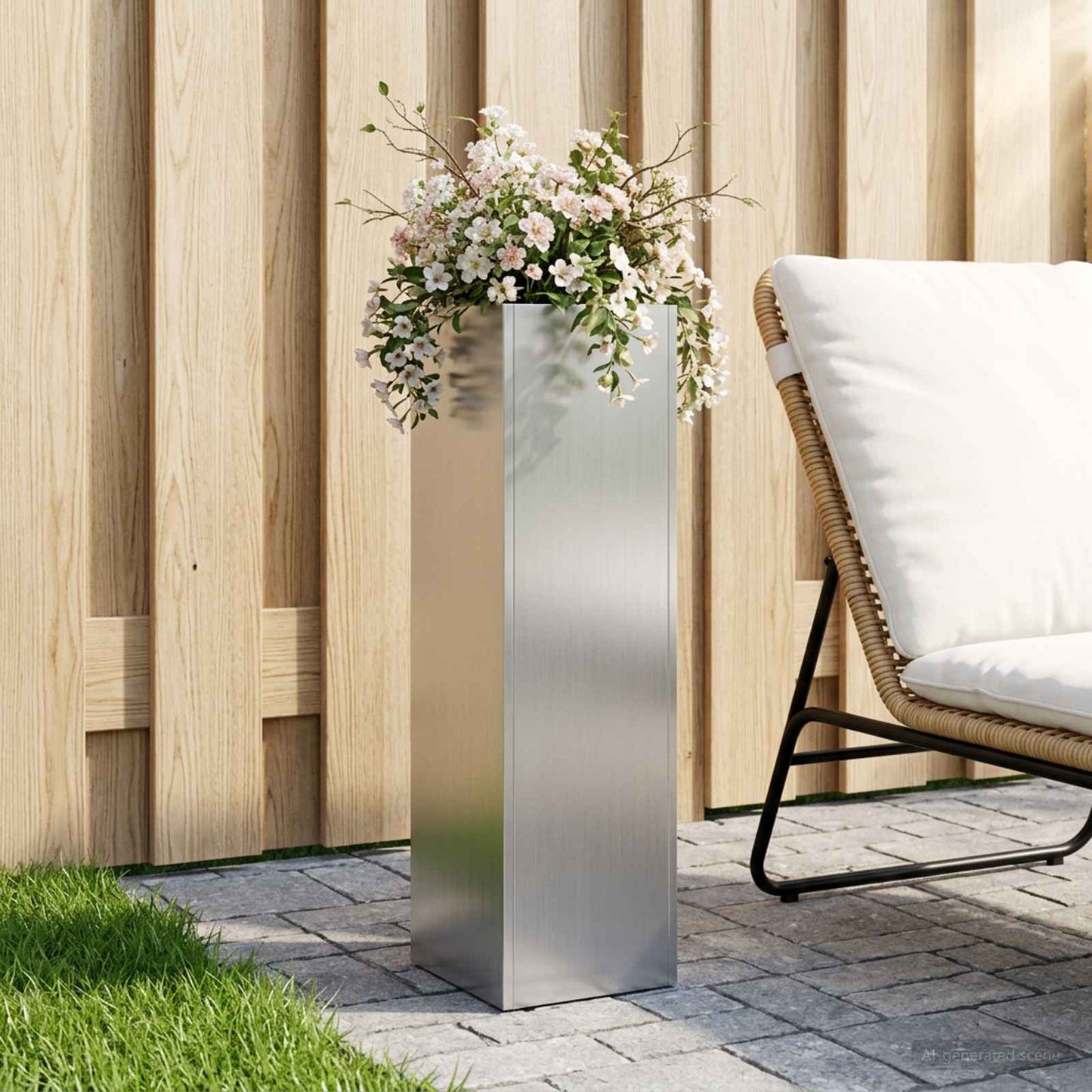Sodo vazonas Sidabrinė 20 x 20 x 75 cm Galvanizuotas plienas