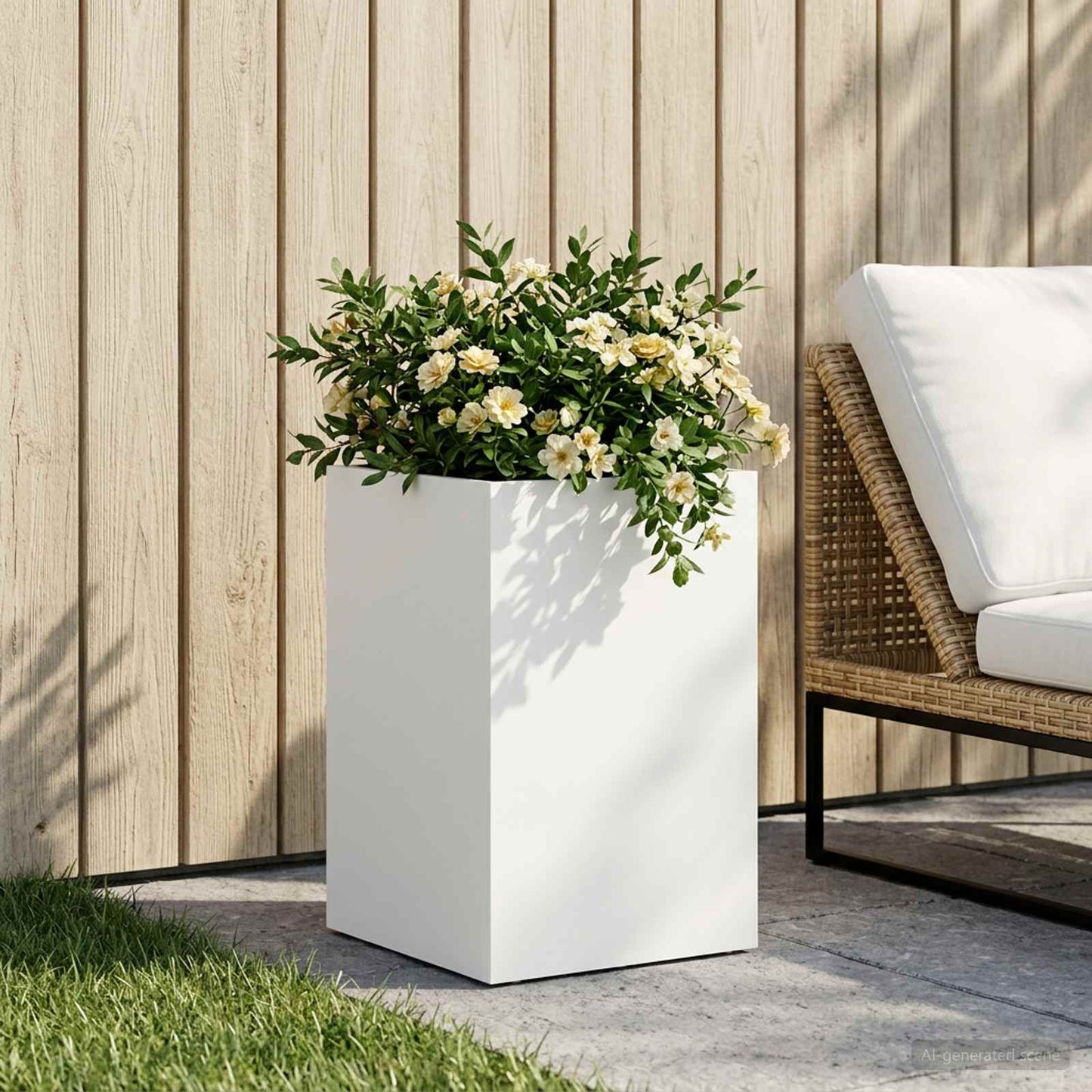 Sodo vazonas Balta 30 x 30 x 50 cm Šaltai valcuotas plienas