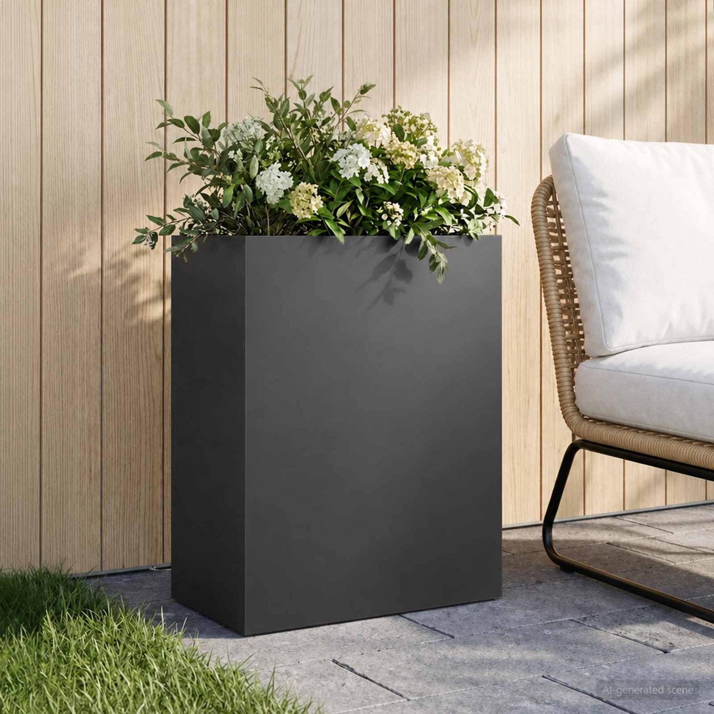 Sodo vazonas Juoda 40 x 20 x 40 cm Šaltai valcuotas plienas
