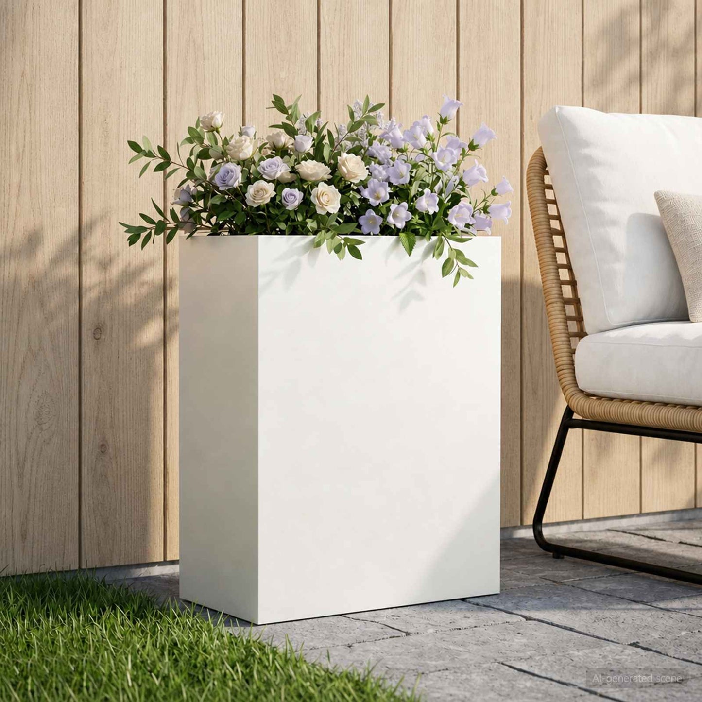 Sodo vazonas Balta 40 x 20 x 50 cm Šaltai valcuotas plienas