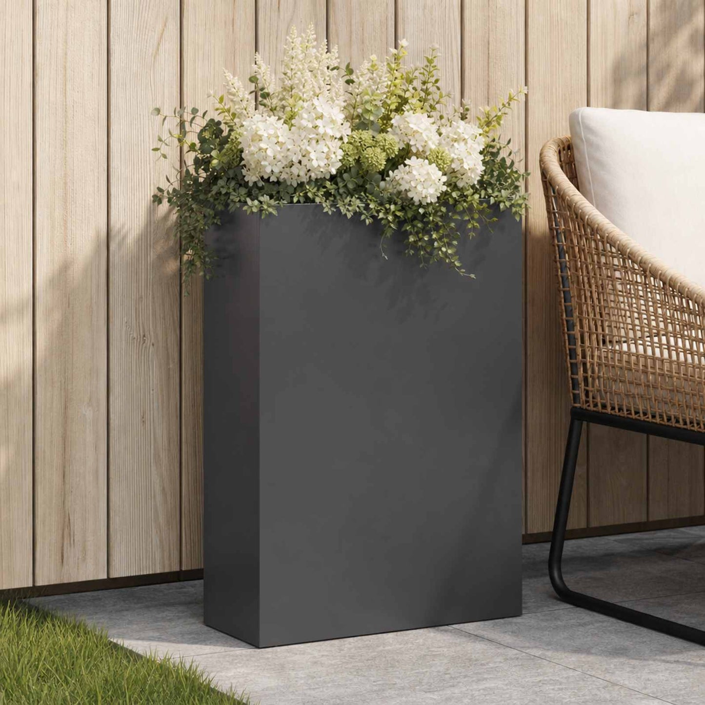 Sodo vazonas Juoda 40 x 20 x 75 cm Šaltai valcuotas plienas