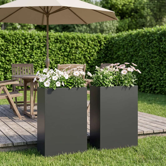 Sodo vazonas 2 vnt. Juoda 40 x 20 x 75 cm