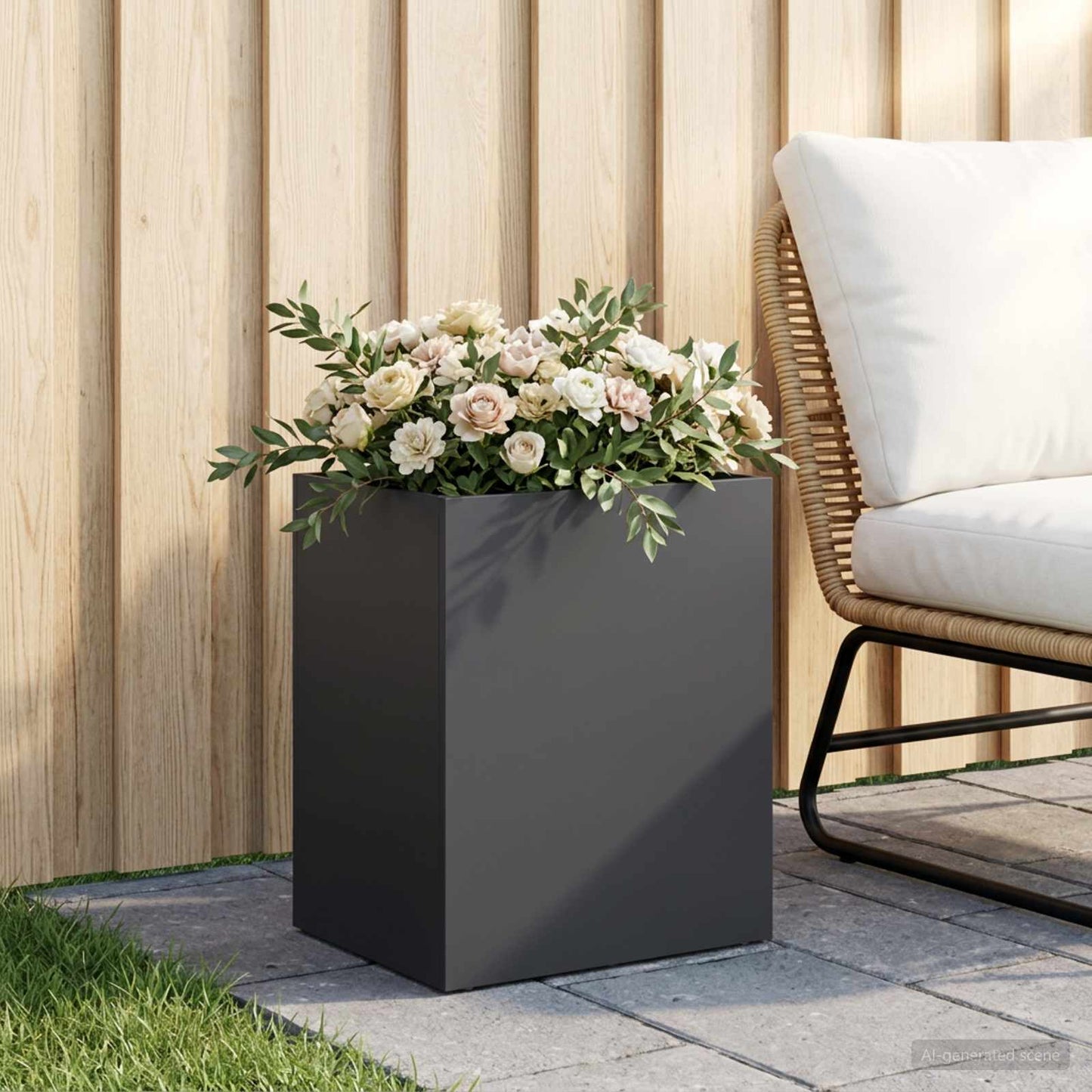 Sodo vazonas Juoda 40 x 30 x 40 cm Šaltai valcuotas plienas