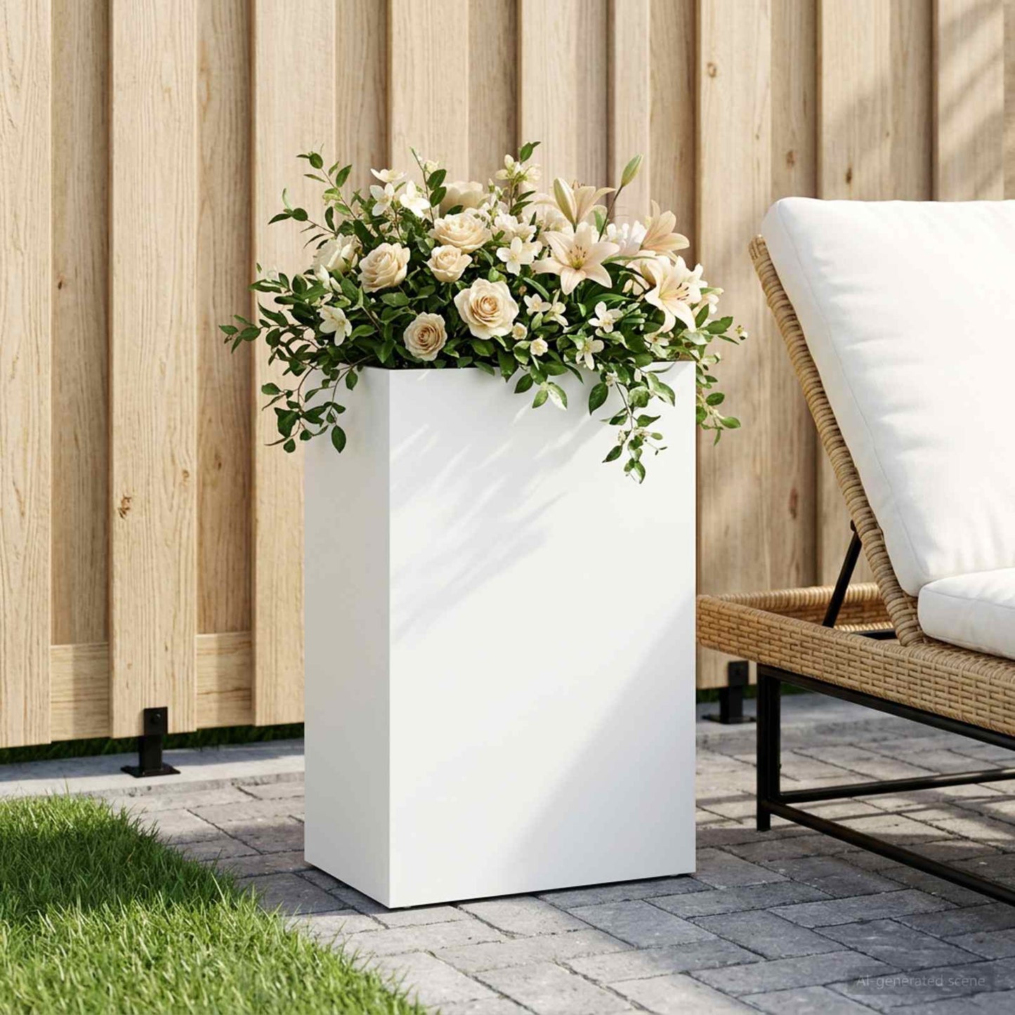 Sodo vazonas Balta 40 x 30 x 75 cm Šaltai valcuotas plienas