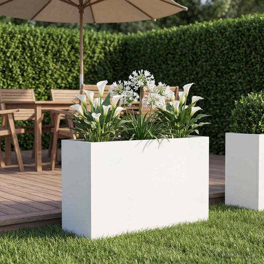 Sodo vazonas Balta 80 x 30 x 50 cm Šaltai valcuotas plienas