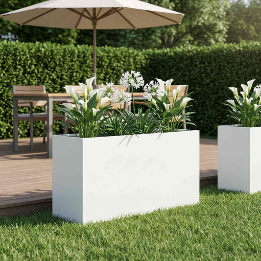 Sodo vazonas Balta 100 x 30 x 50 cm Šaltai valcuotas plienas