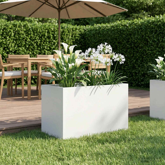 Sodo vazonas Balta 60 x 40 x 40 cm Šaltai valcuotas plienas