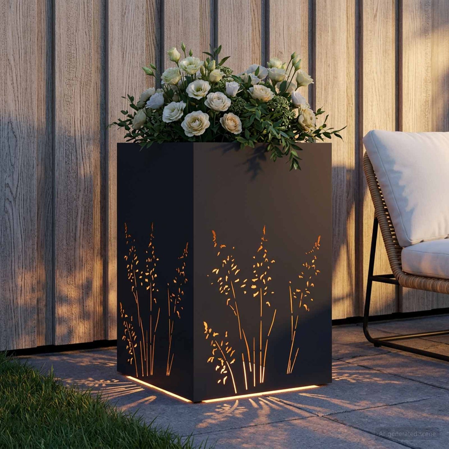 Sodo vazonas Juoda 50 x 50 x 75 cm Šaltai valcuotas plienas