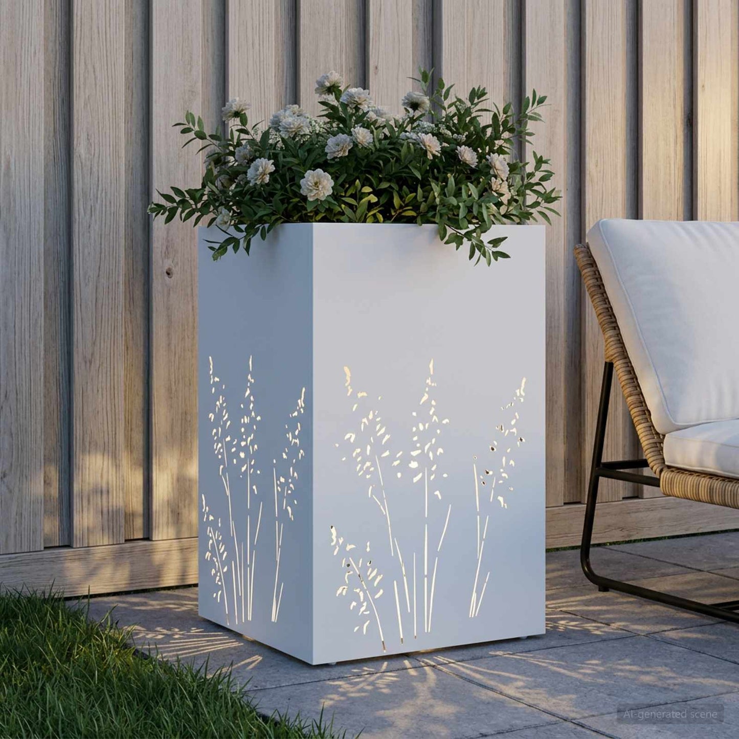 Sodo vazonas Balta 50 x 50 x 75 cm Šaltai valcuotas plienas