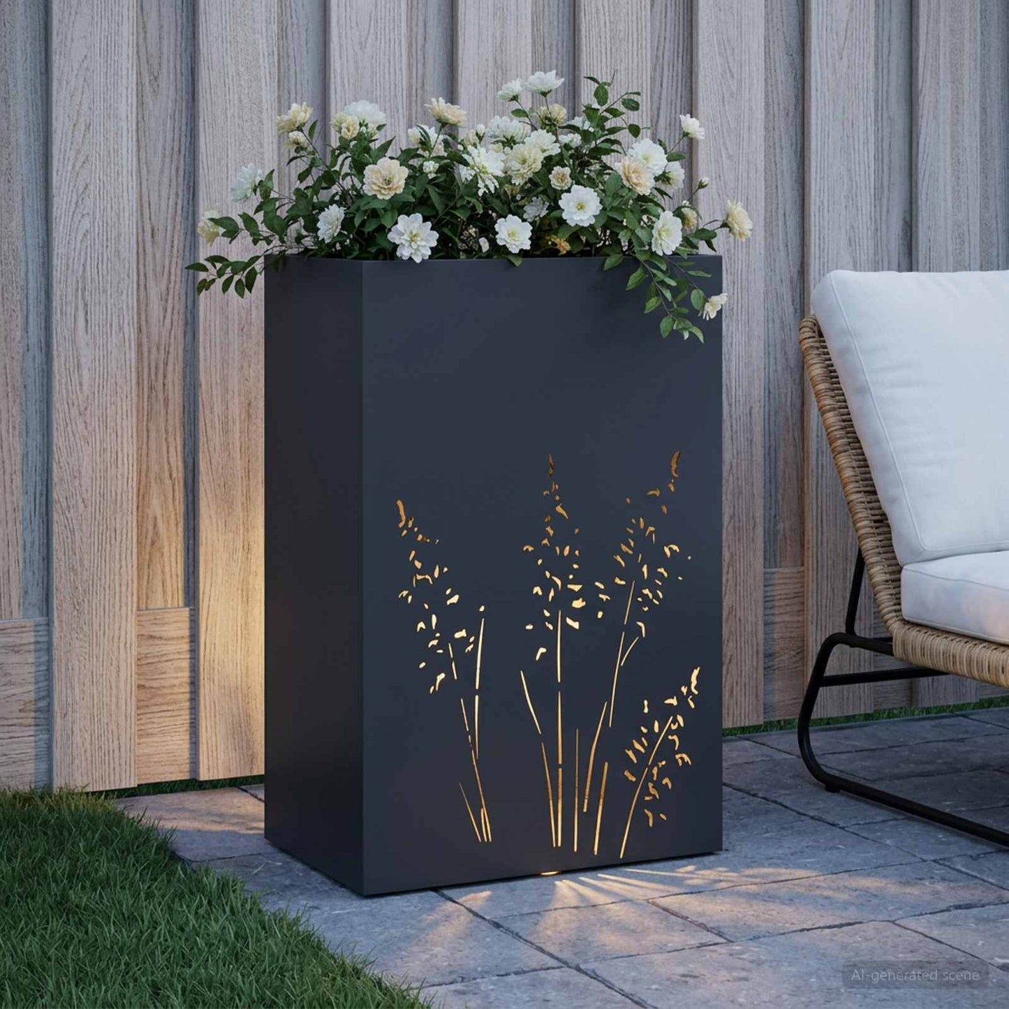 Sodo vazonas Juoda 50 x 30 x 75 cm Šaltai valcuotas plienas