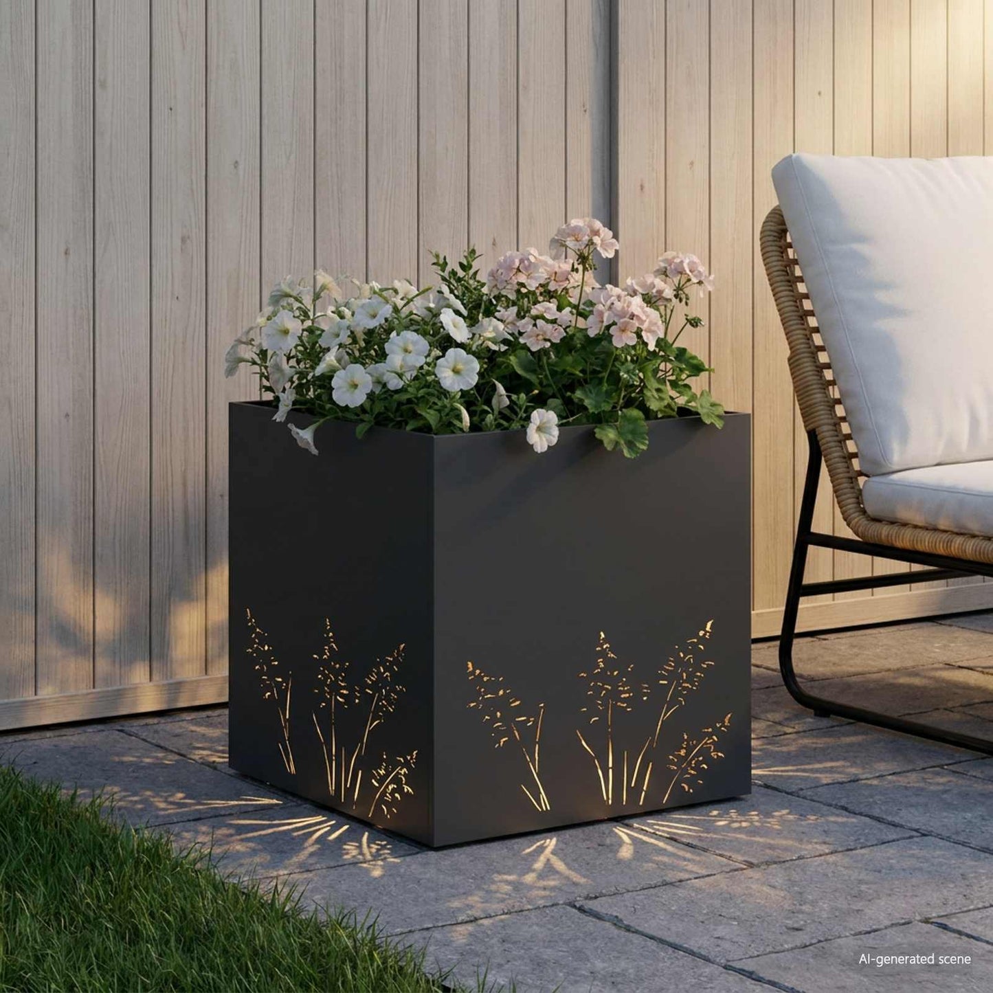 Sodo vazonas Juoda 50 x 50 x 49 cm Šaltai valcuotas plienas