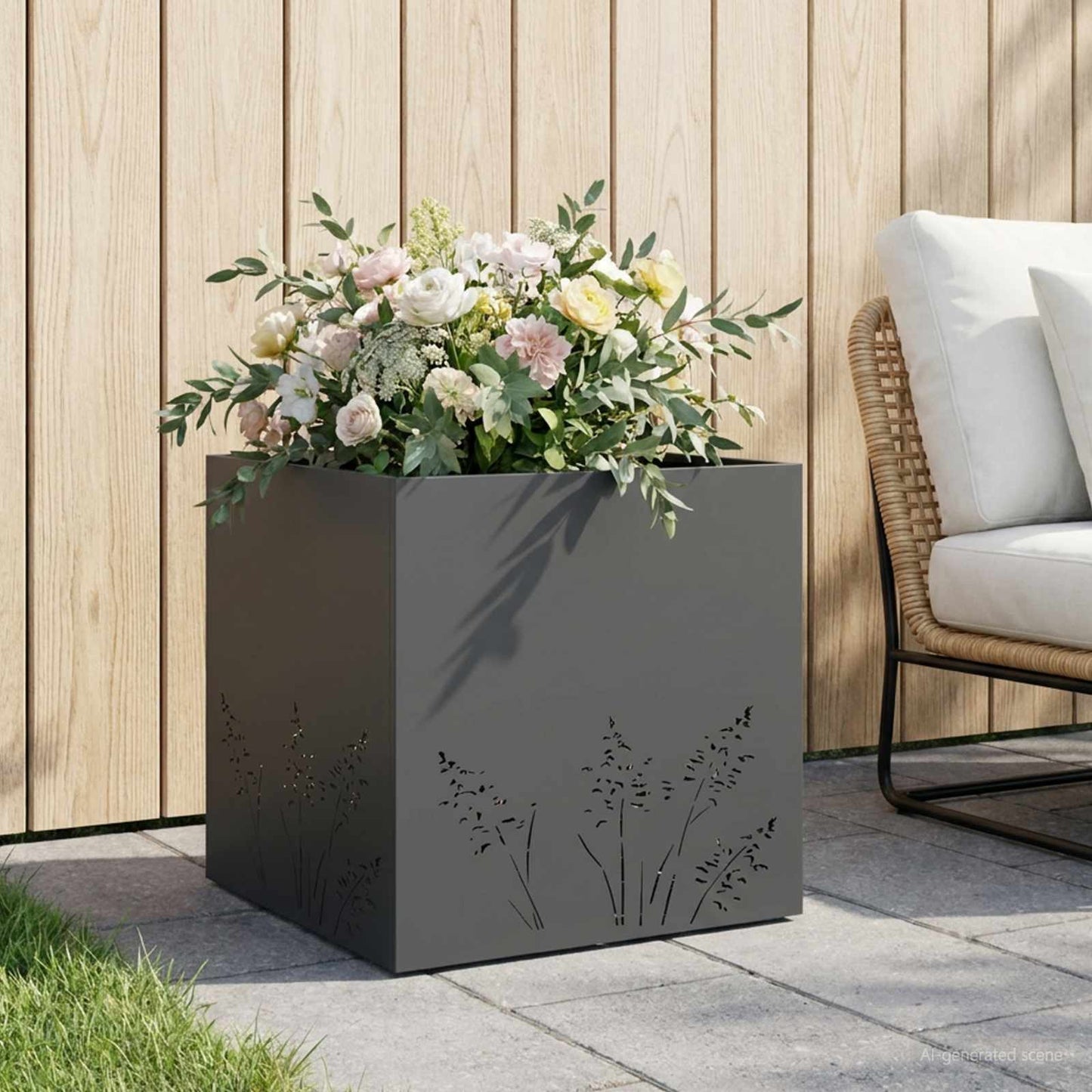 Sodo vazonas Antracito 50 x 50 x 49 cm Šaltai valcuotas plienas