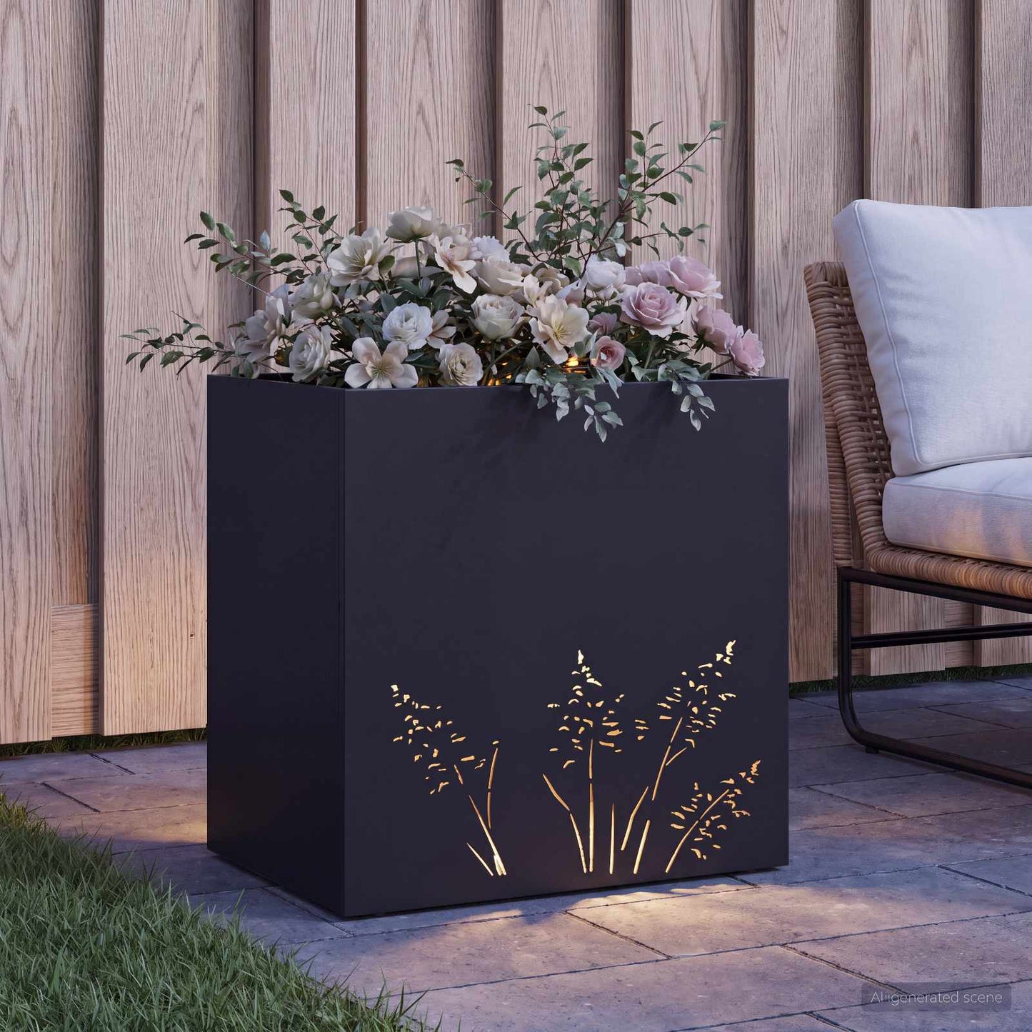 Sodo vazonas Juoda 50 x 30 x 49 cm Šaltai valcuotas plienas
