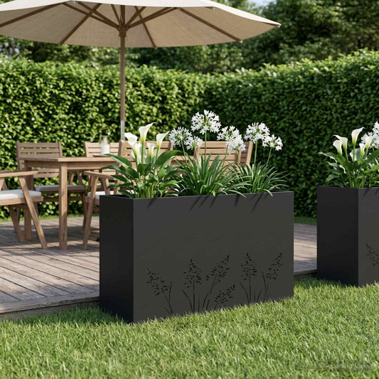 Sodo vazonas Juoda 80 x 30 x 49 cm Šaltai valcuotas plienas