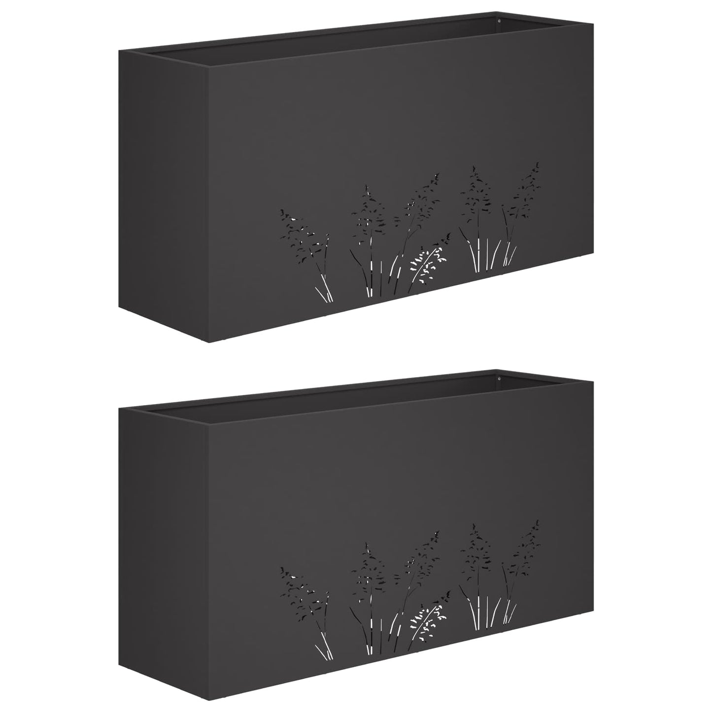 Sodo vazonas 2 vnt. Juoda 100 x 20 x 49 cm
