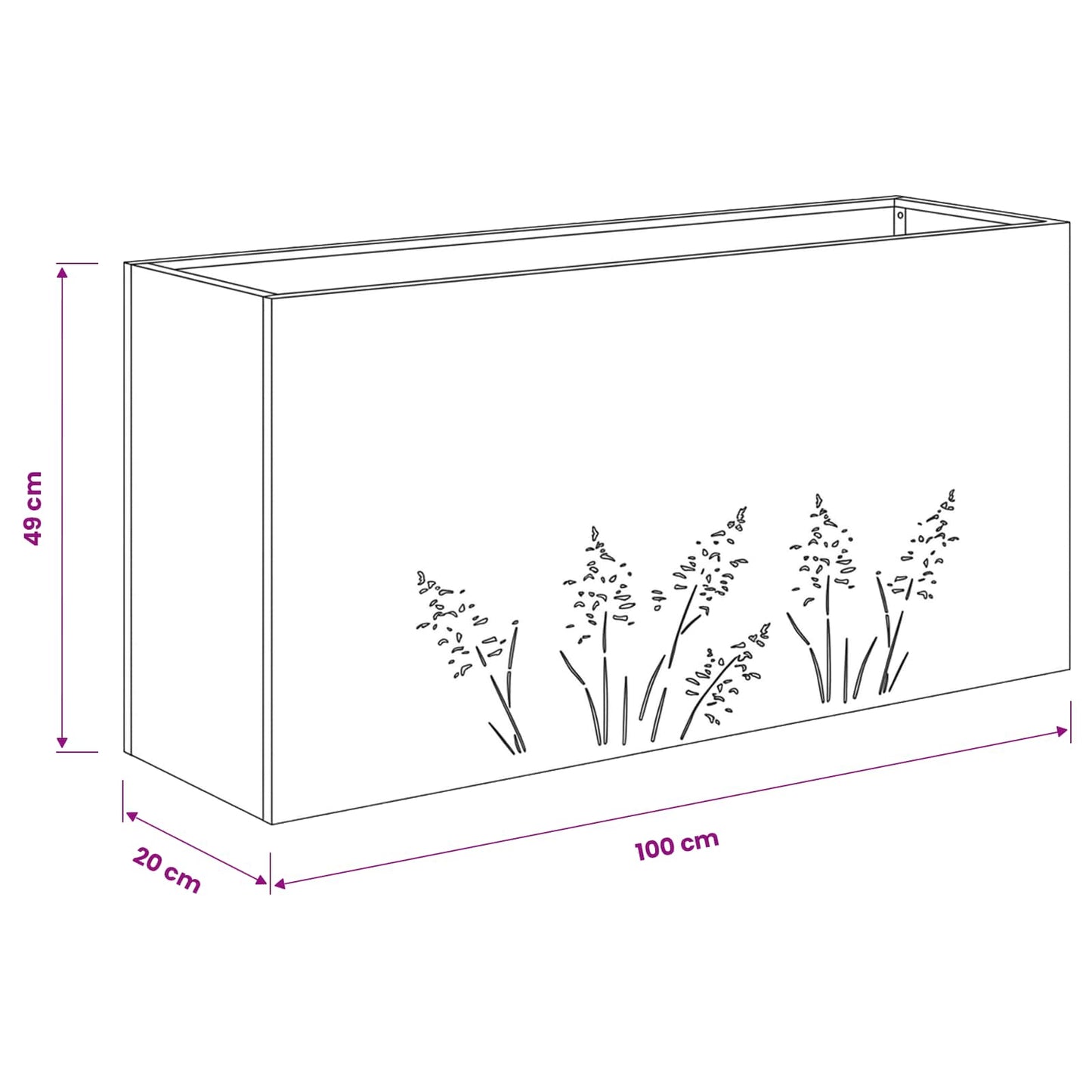 Sodo vazonas 2 vnt. Balta 100 x 20 x 49 cm