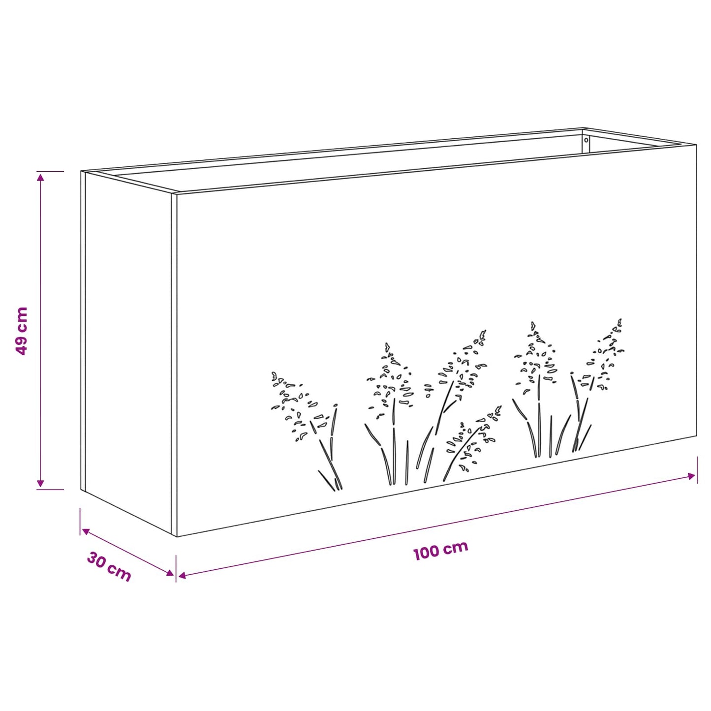 Sodo vazonas Juoda 100 x 30 x 49 cm Šaltai valcuotas plienas