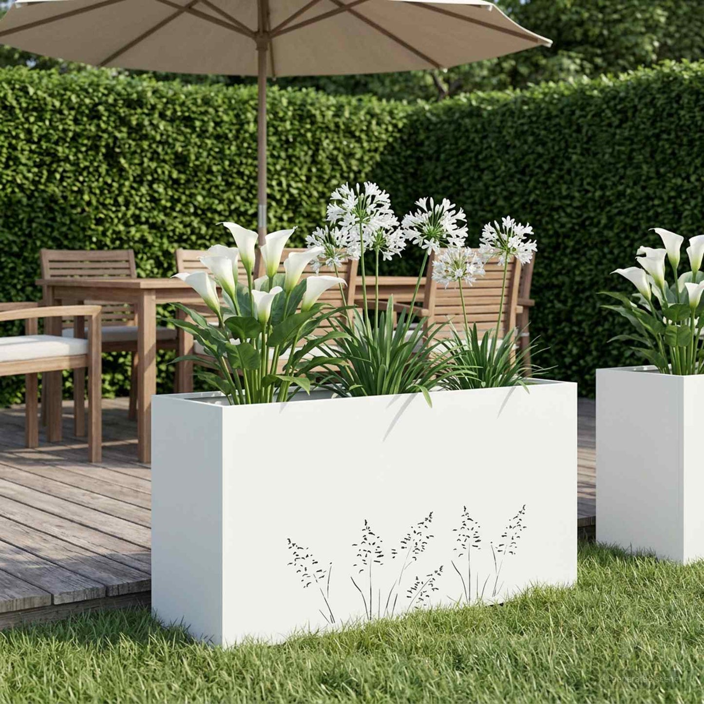 Sodo vazonas Balta 100 x 30 x 49 cm Šaltai valcuotas plienas