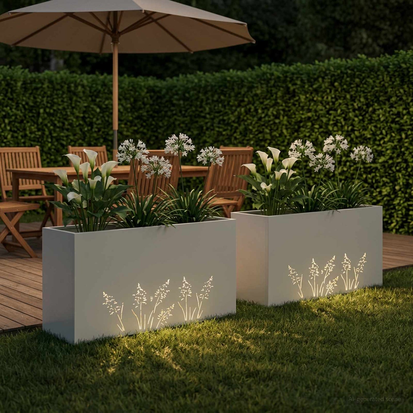 Sodo vazonas 2 vnt. Balta 100 x 30 x 49 cm