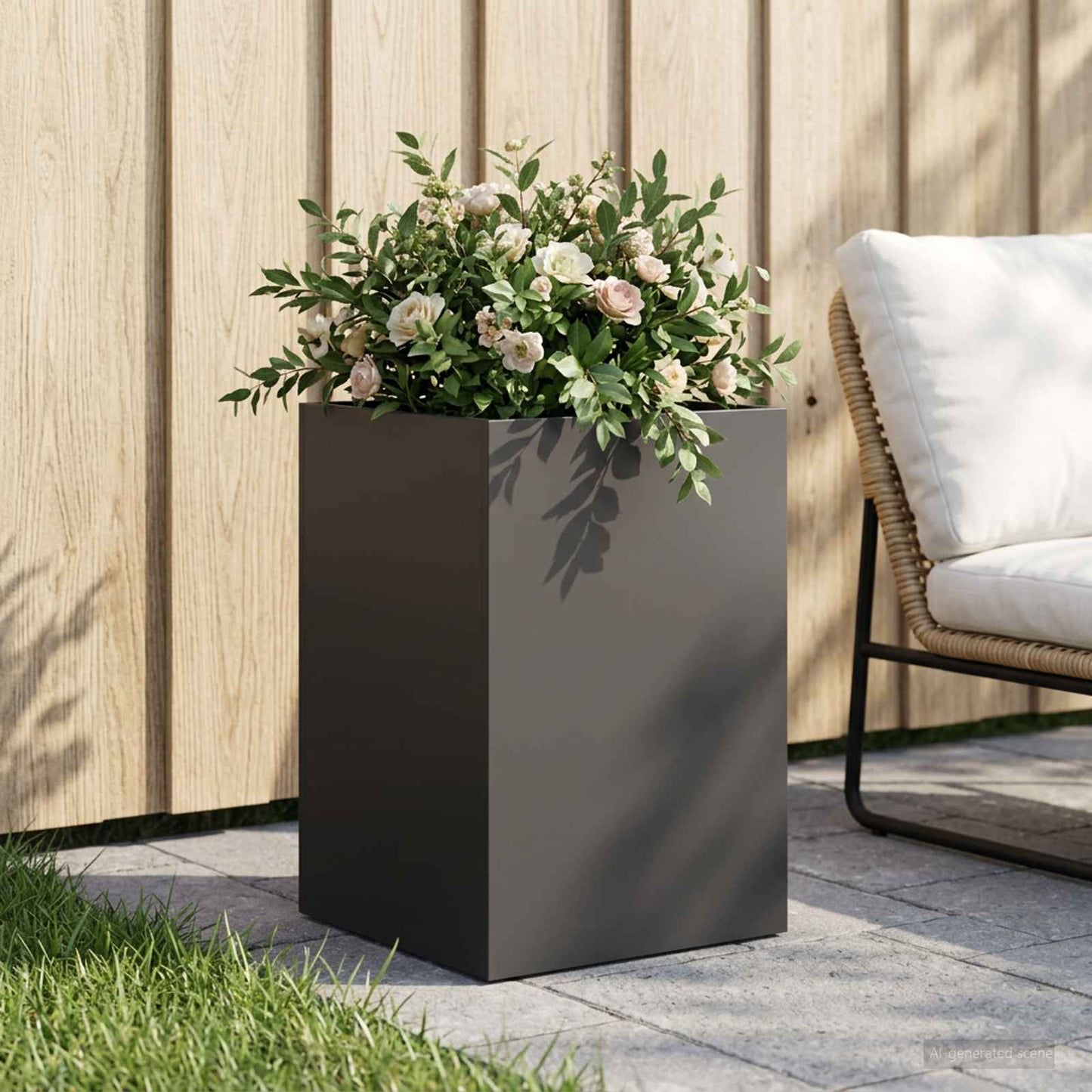 Sodo vazonas Juoda 40 x 40 x 60 cm Šaltai valcuotas plienas