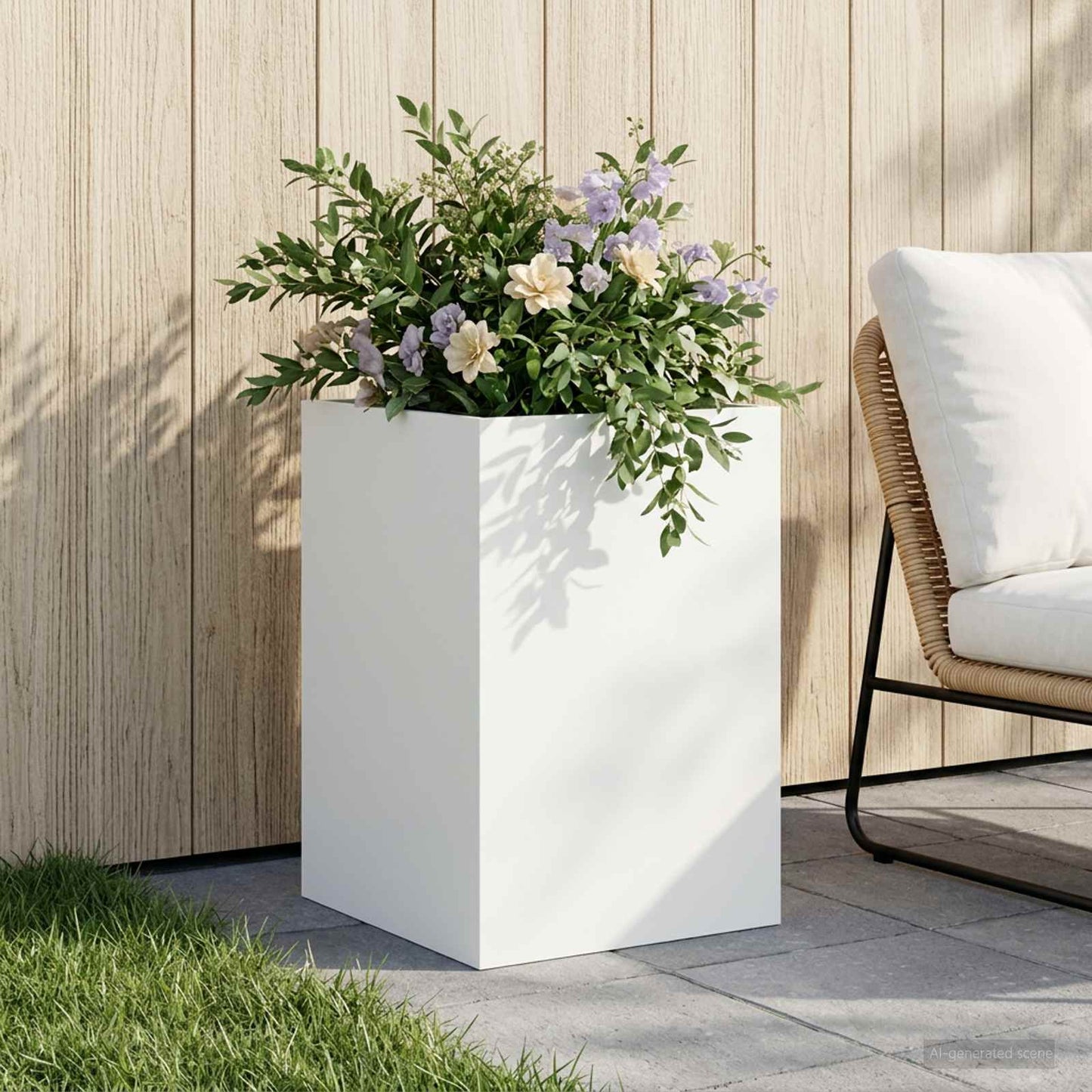 Sodo vazonas Balta 40 x 40 x 60 cm Šaltai valcuotas plienas