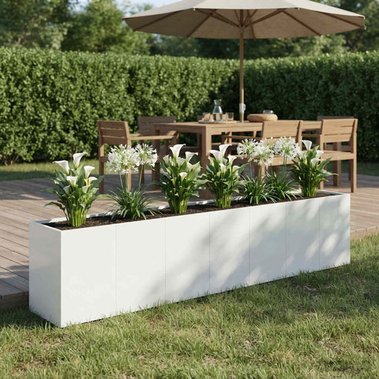 Sodo vazonas Balta 280 x 40 x 60 cm Šaltai valcuotas plienas