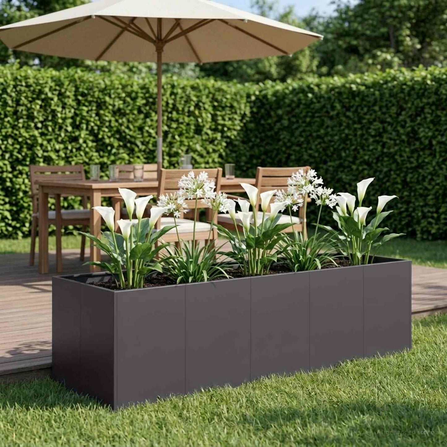 Sodo vazonas Juoda 200 x 80 x 60 cm Šaltai valcuotas plienas