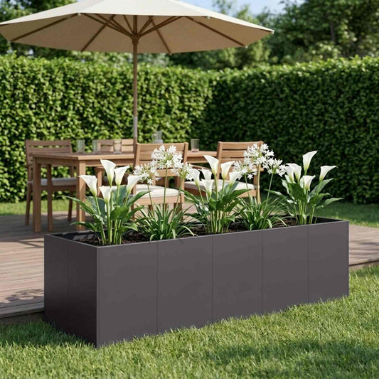 Sodo vazonas Juoda 200 x 80 x 60 cm Šaltai valcuotas plienas