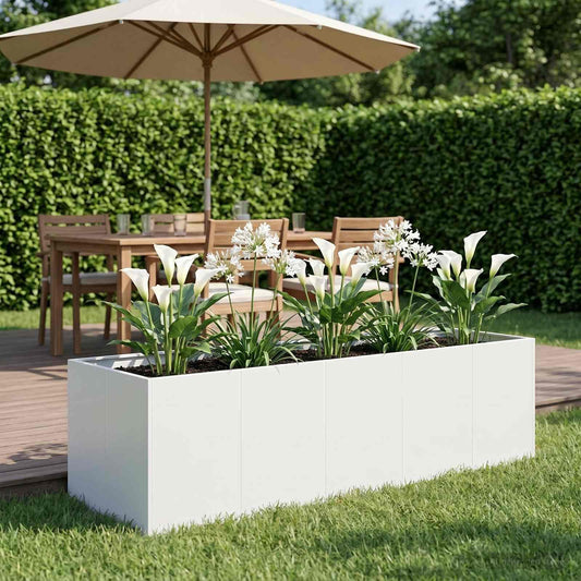Sodo vazonas Balta 200 x 80 x 60 cm Šaltai valcuotas plienas