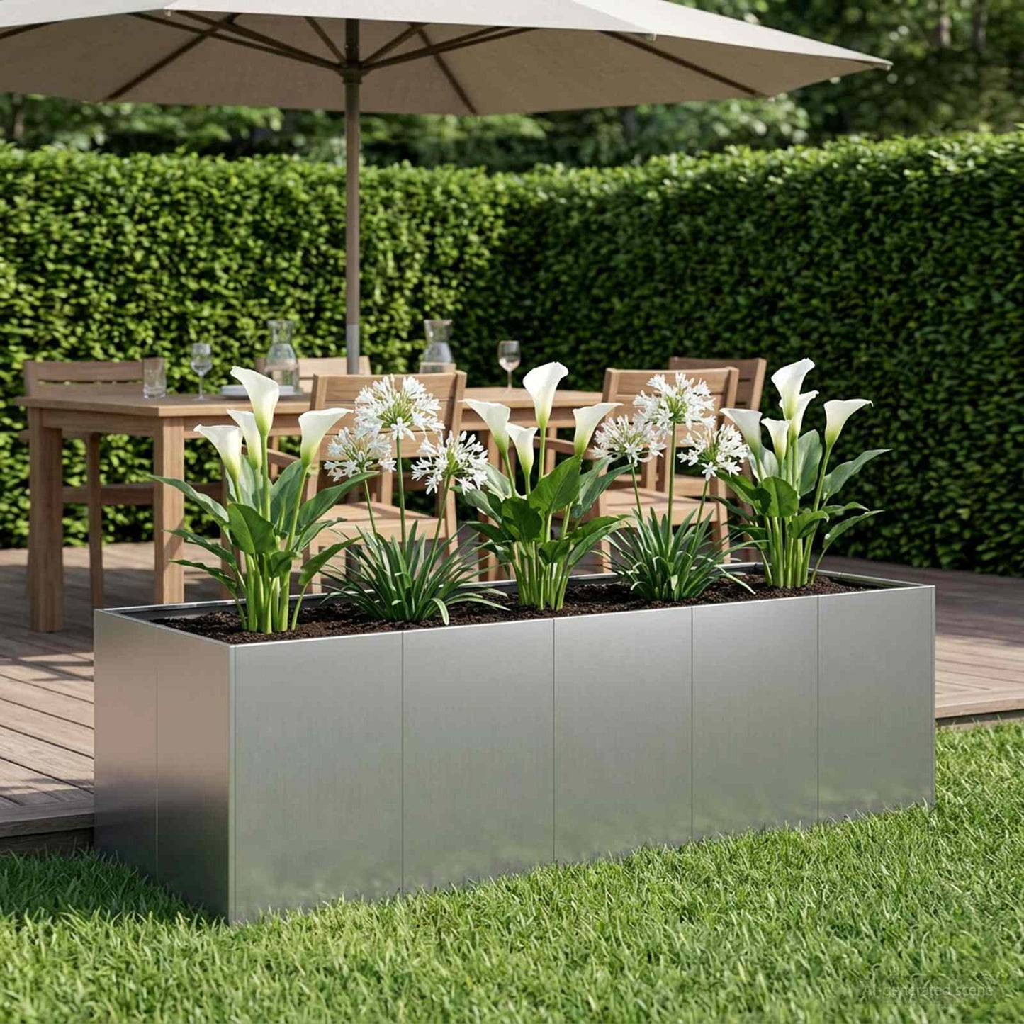 Sodo vazonas Sidabrinė 200 x 80 x 60 cm Galvanizuotas plienas