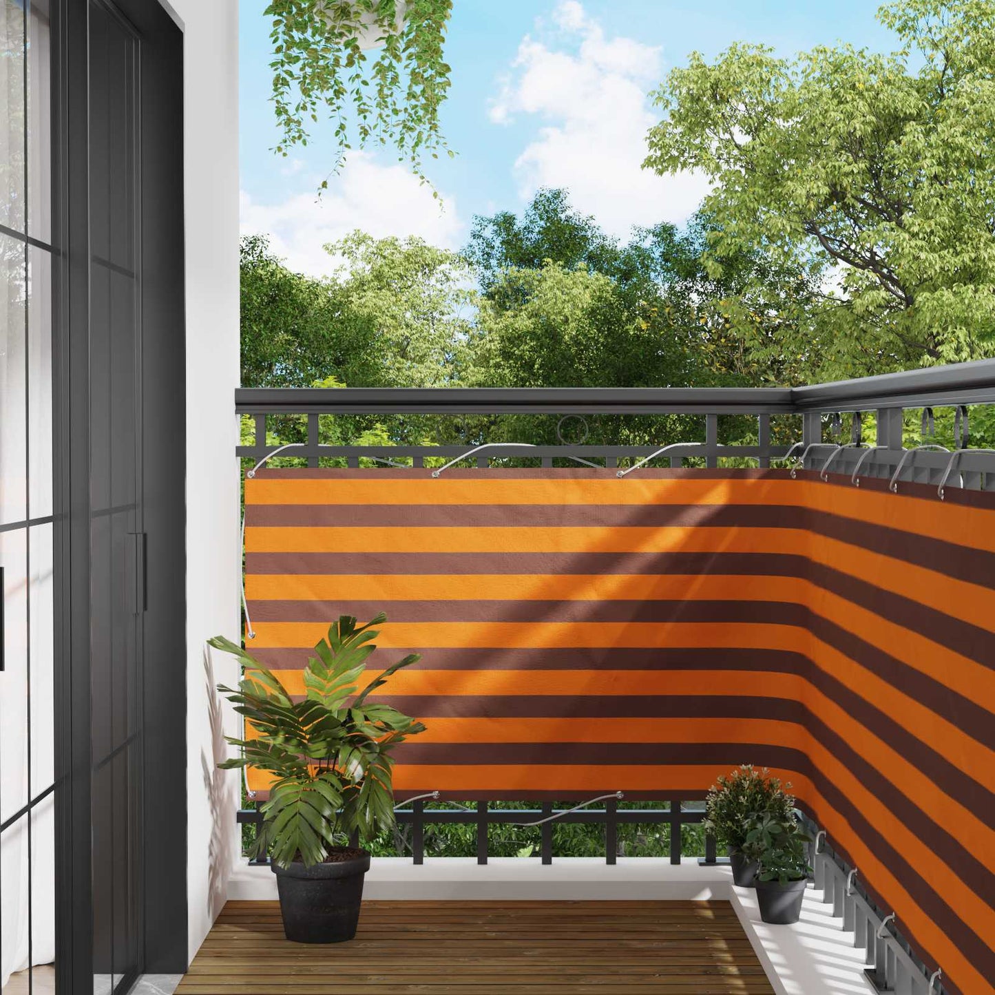 Balkono Ekranas Oranžinė ir ruda 100 x 1000 cm Oksfordo audinys