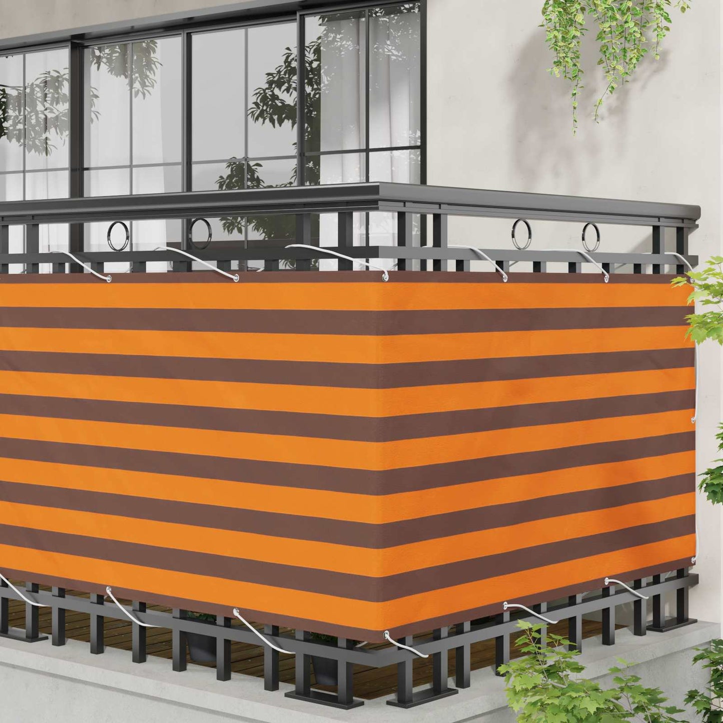Balkono Ekranas Oranžinė ir ruda 100 x 1000 cm Oksfordo audinys
