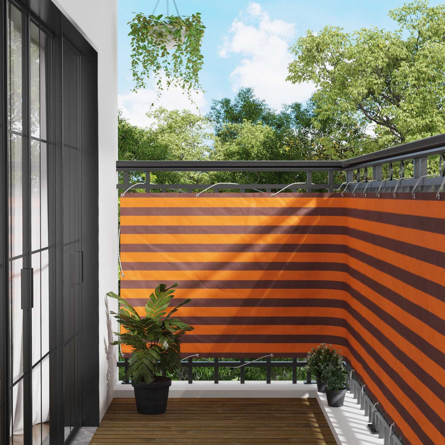 Balkono Ekranas Oranžinė ir ruda 110 x 600 cm Oksfordo audinys