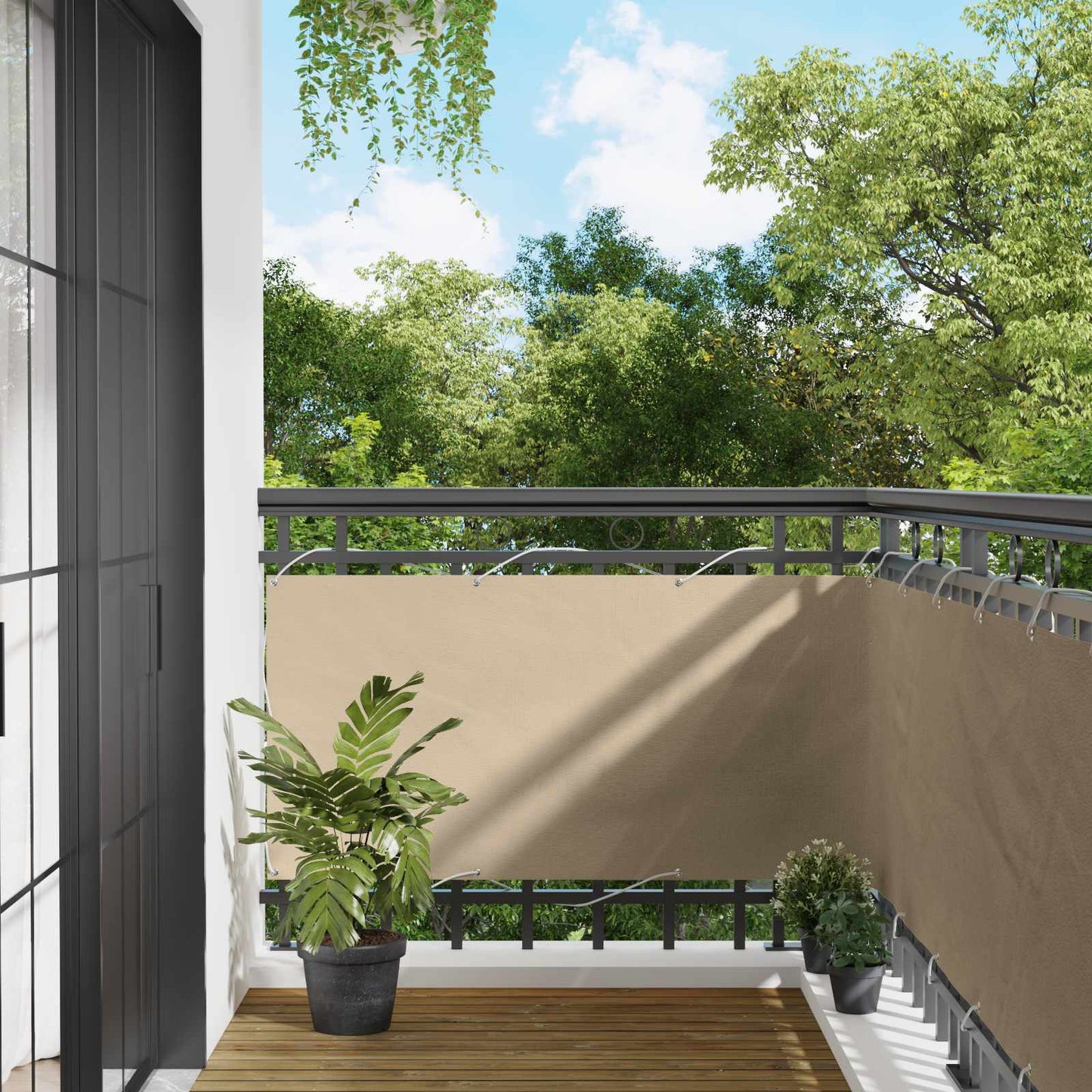 Balkono Ekranas Smėlio 75 x 200 cm PU dengtas oksfordas alu