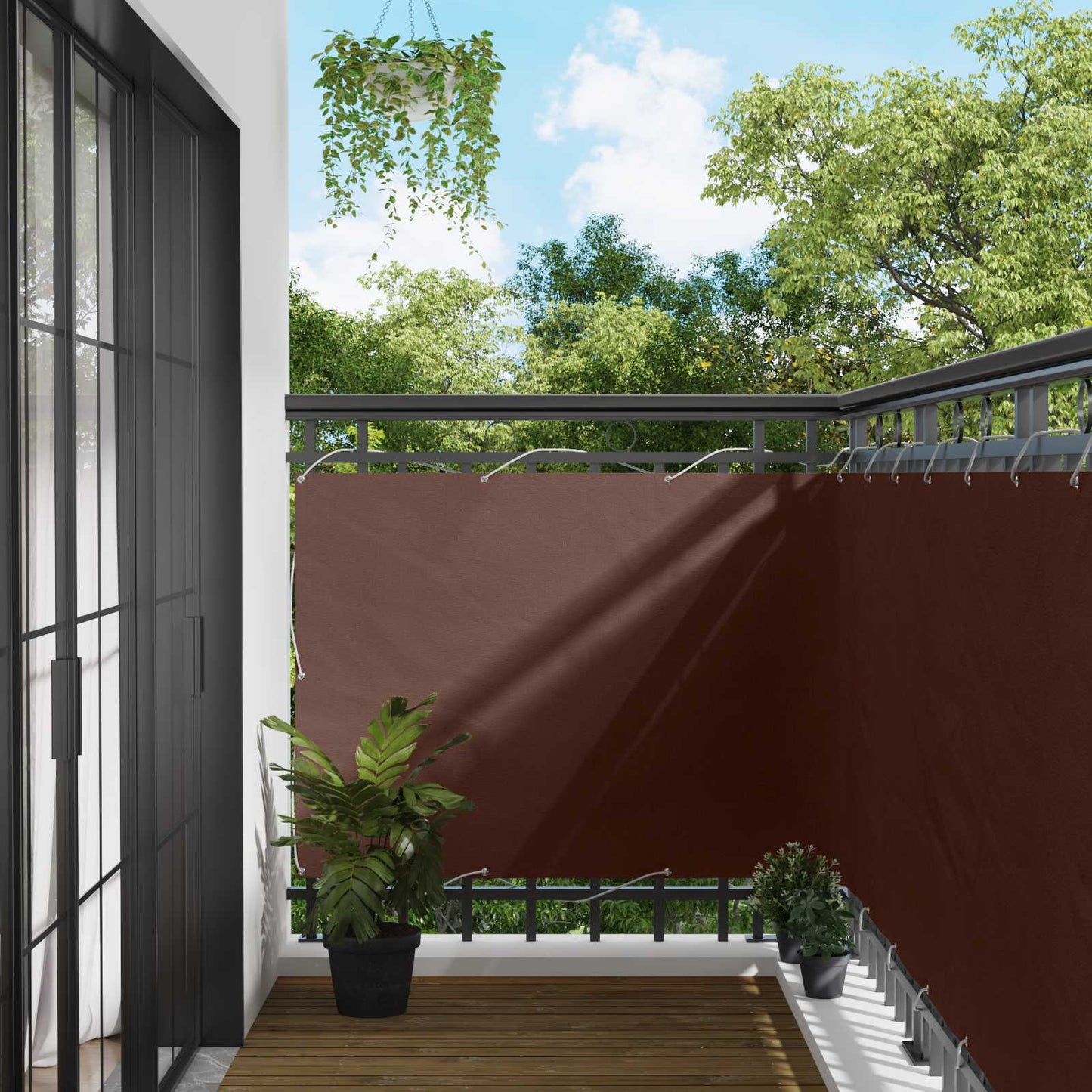 Balkono Ekranas Ruda 110 x 400 cm Oksfordo audinys